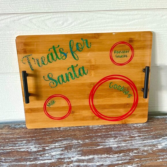Treats for Santa Cookie Tray Cutting Board Resin Wood Cutting Board Charcuterie - Picture 7 of 7